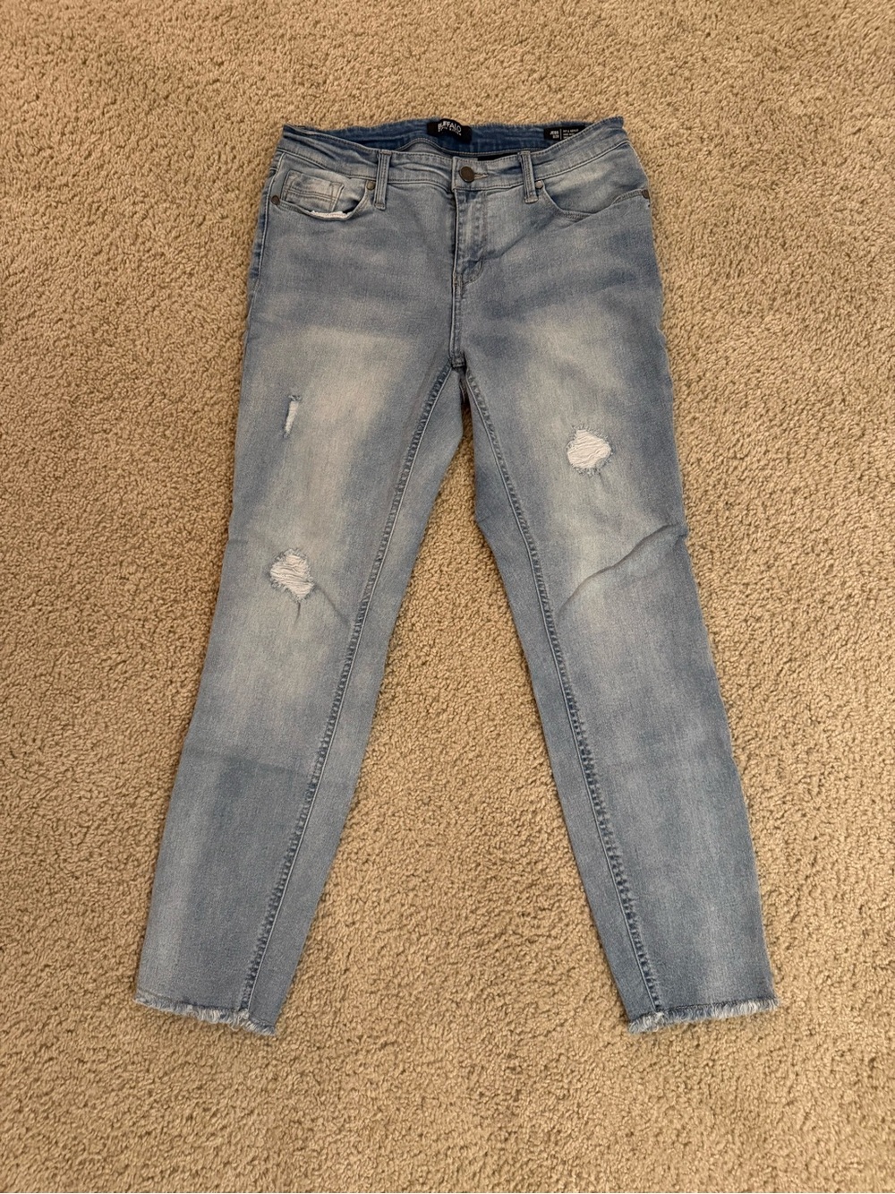 Buffalo David Bitton Light Blue Skinny Jeans with Distressed Knees